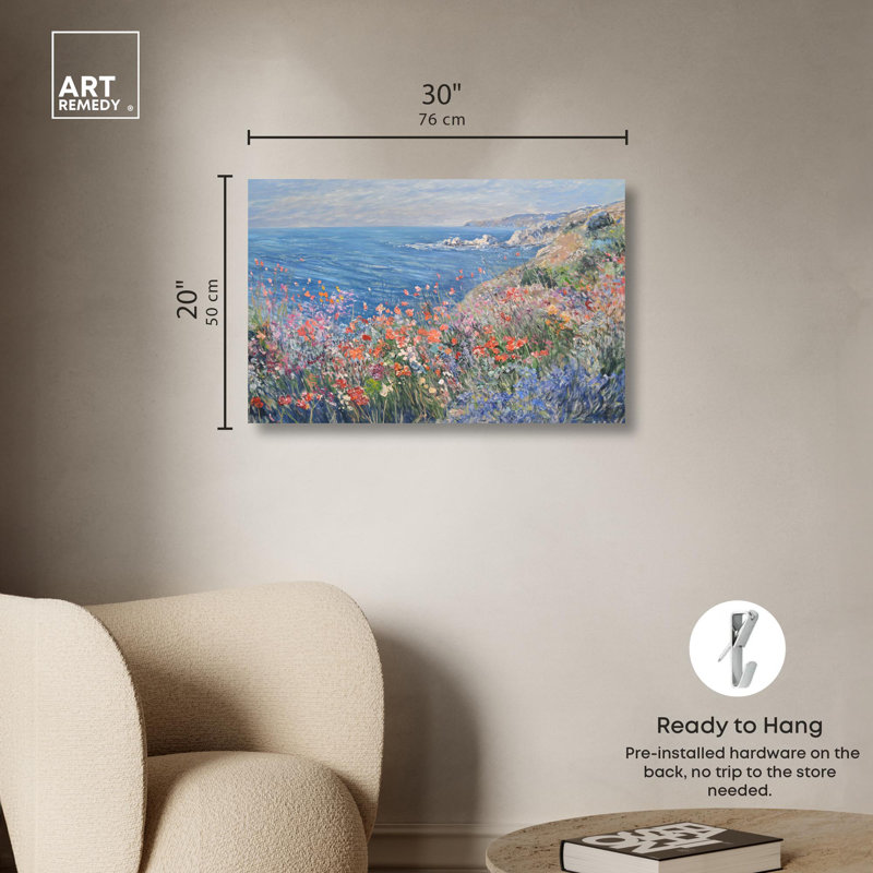 Flowered Edge 30" x 20" Wrapped Canvas Floral Art