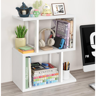 Desktop Bookshelf For Top Of Desk Shelf,Table Bookcase Shelves Storage Small Book Organizer Hutch,(Black/3-Tier) by Latitude Run