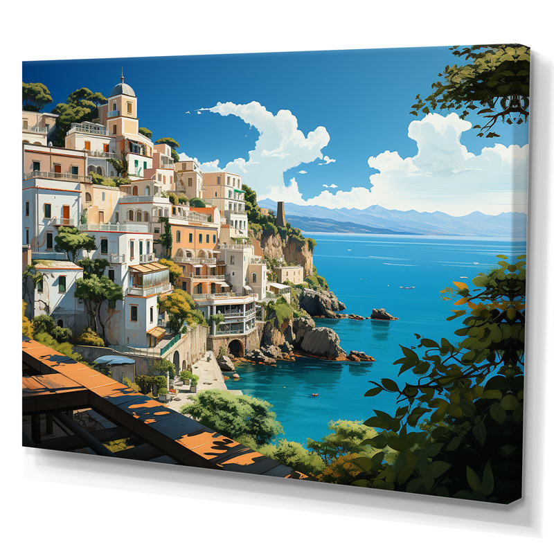 Capri, Italie, paysage côtier, rêve III - Italie, art mural paysage, Toile tendue, H 12 po x l 20 po x P 1 po