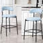 Tabouret de bar confortable à hauteur de comptoir en tissu avec base thermolaquée noire et repose-pieds pour îlots de cuisine et bars