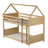 Twin Over Twin Solid Wood House Floor Bunk Bed With Ladder-1212252088