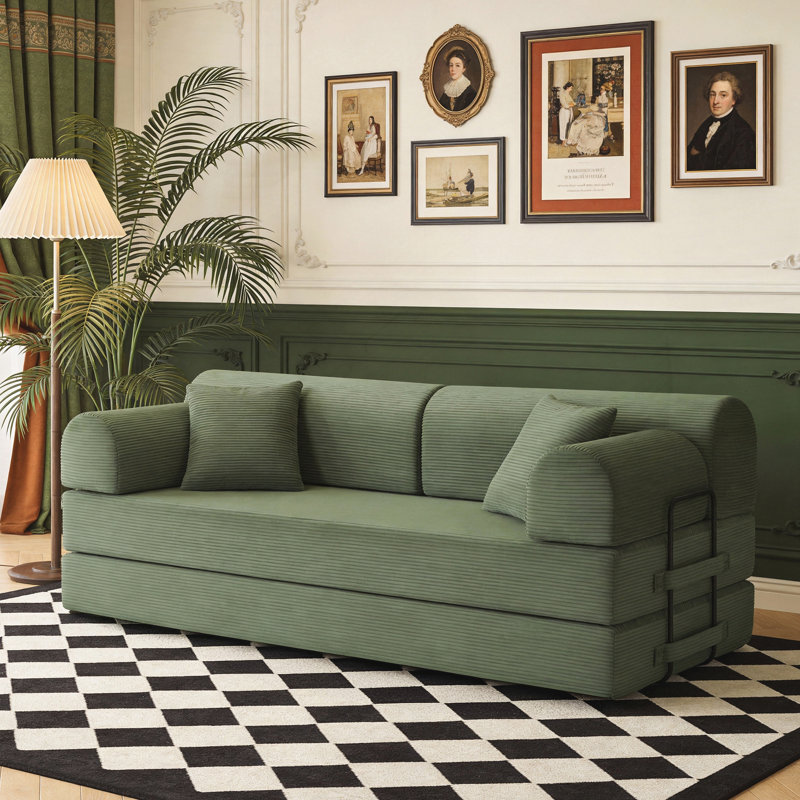 Canapé-lit convertible, canapé-lit de salon pour chambre à coucher, Tissu gris-vert