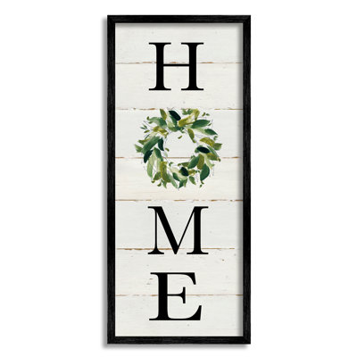 «Home», phrase verticale, feuille verte, couronne, typographie par Carol Robinson - art textuel