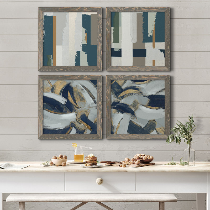 «Close to the Edge I», ensemble de 4 peintures sur toile encadrées, H 31,5 po x l 126 po x P 1,5 po, Toile grise encadrée