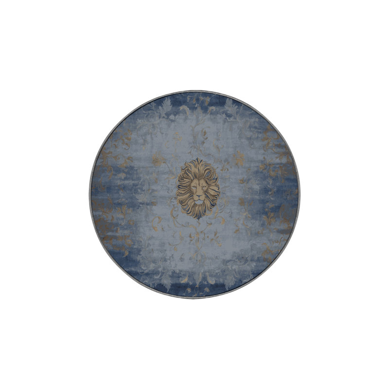 Tapis gris soyeux et moelleux, Rond 7 pi