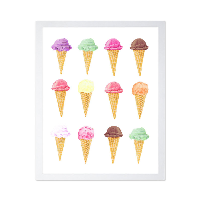 Différentes saveurs de crème glacée, Affiche, Encadrement blanc, H 08 po x l 10 po
