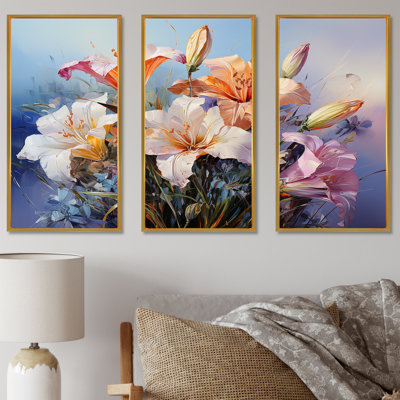 Ensemble de décorations murales «Blue and White Lilies Country Charm II»