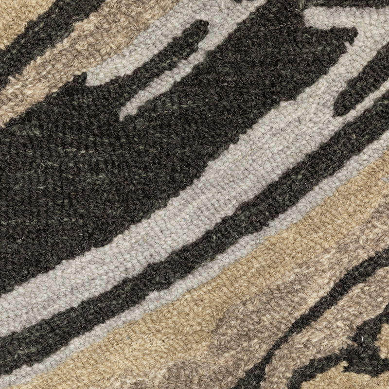 Tapis gris / doré à couches abstraites Renli, Tapis de couloir 2 pi 6 po x 8 pi