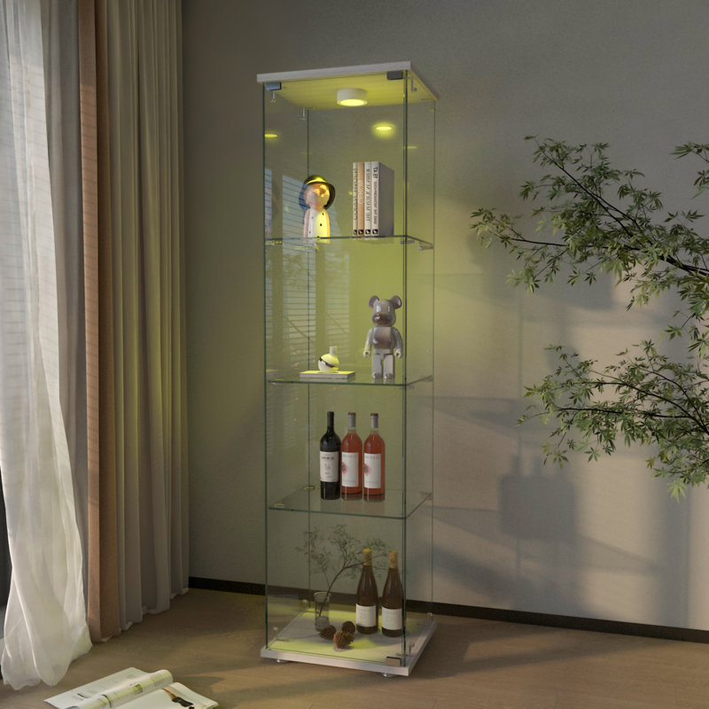 Vitrine moderne en verre avec lumières DEL, Blanc