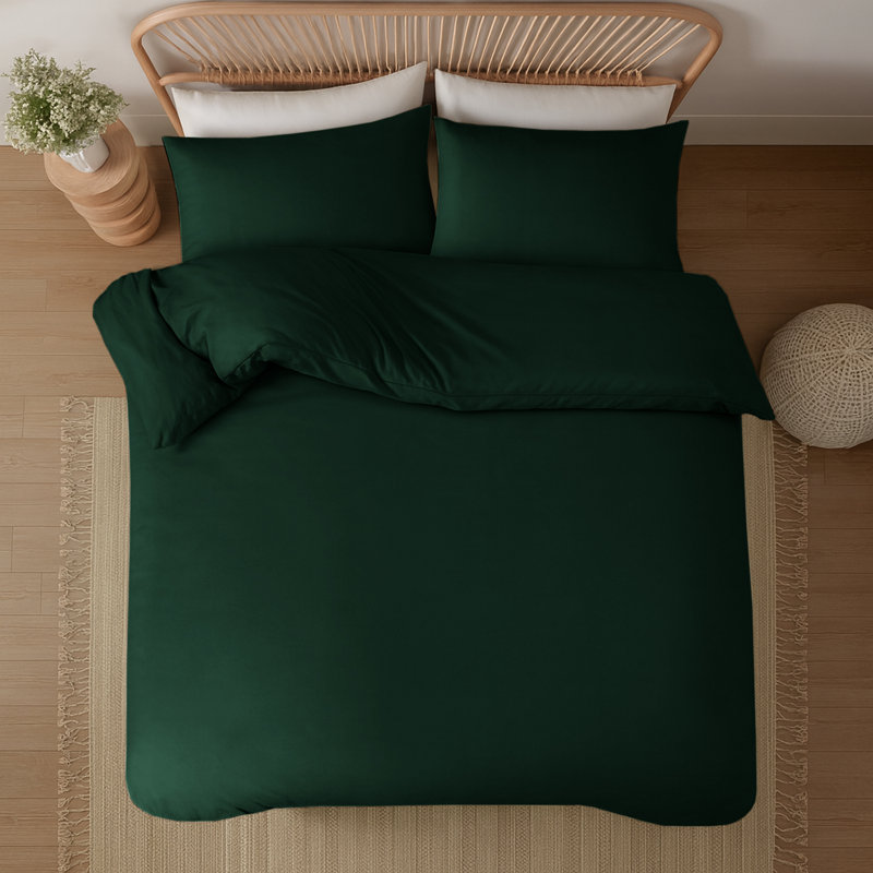Aspire Homeware Hotel Quality 3 Piece Dyed Duvet Bedding Set with Pillowcases for Soft and Elegant Sleep, Emerald
