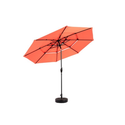 Aluminium 10ft 3 Tier Auto Poolside Umbrella - For Lawn, Garden Orange Backyard, Color