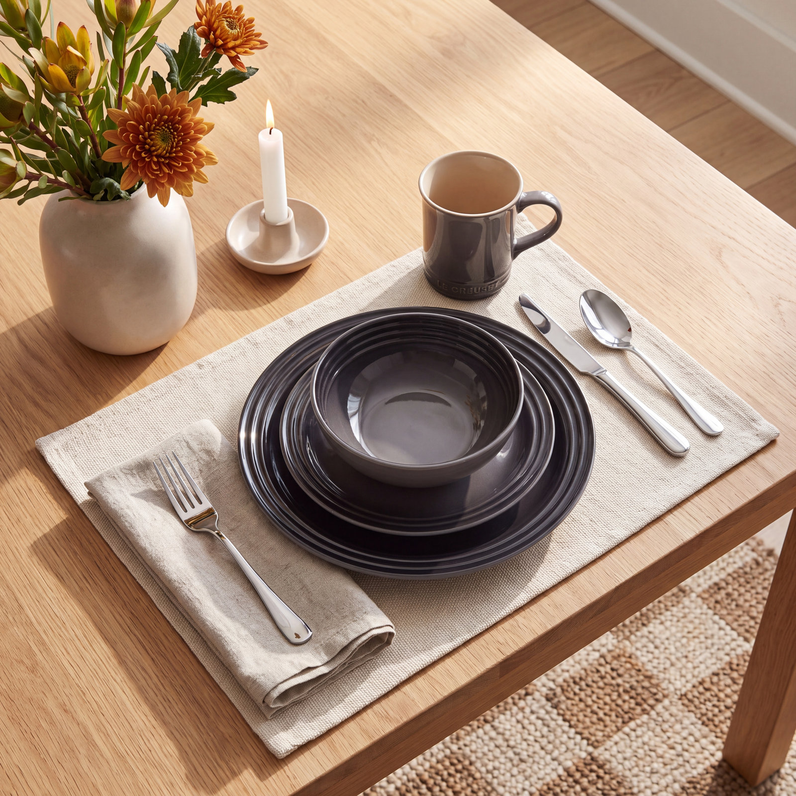 Le Creuset Stoneware Dinnerware Set - Service for 4, Oyster