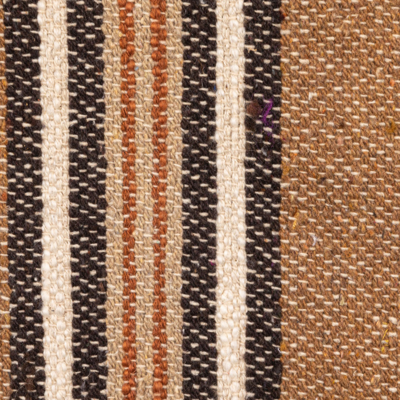 Cotton Blend Throw With Stripes And Fringe