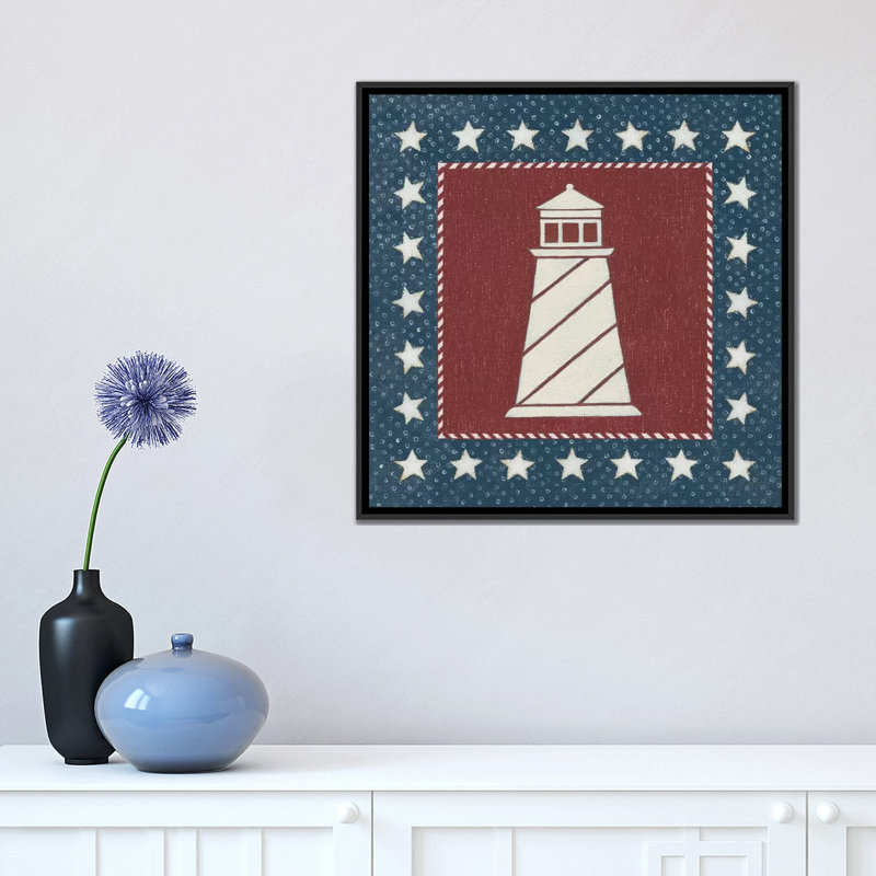 «Coastal Americana II», impression sur toile, H 18 po x l 18 po x P 1,5 po, Toile avec cadre noir, Pas de tapis