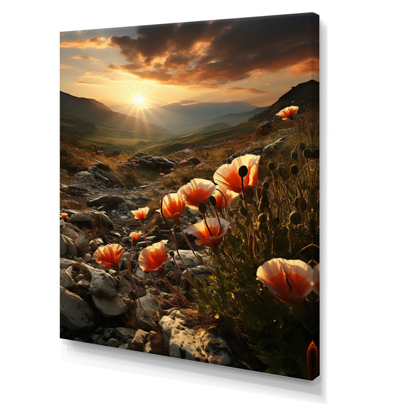 «Wildflowers Sunset Fields Of Dreams», reproduction d'art sur toile, 40" H x 30" W, Toile tendue