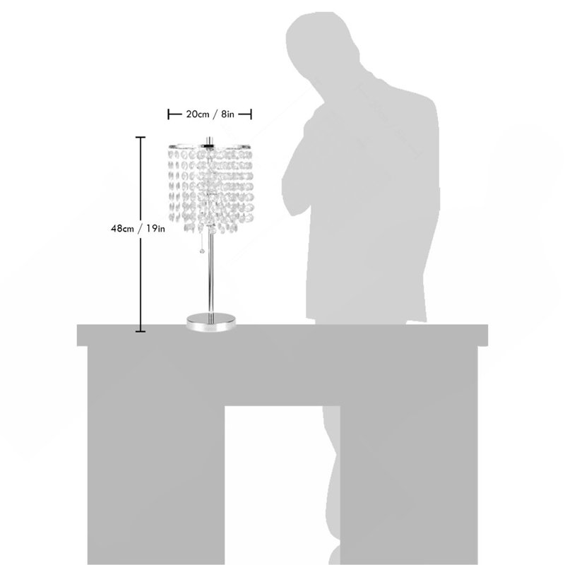 LAMPE DE TABLE EN CRISTAL INSPIRED, Clair, Argent