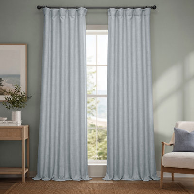Ottis Faux Linen Room Darkening Curtain Panel