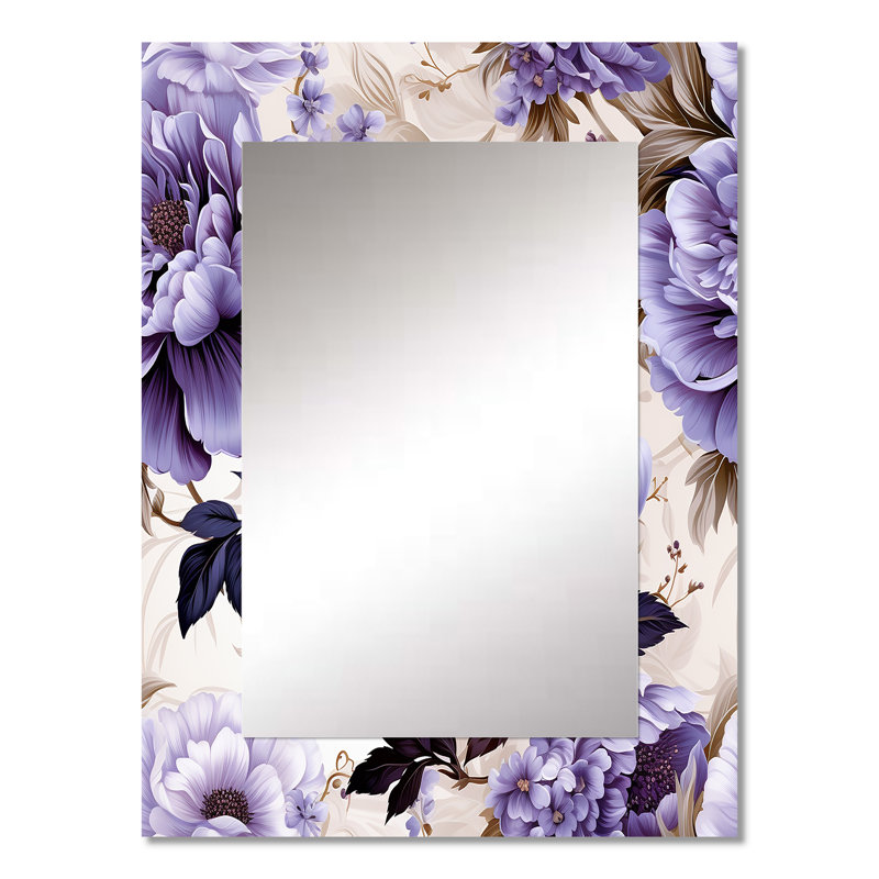 Vecchia Victorian Elegance Soft Lavender Blossom - miroir floral, miroir mural décoratif floral, impression d'art en métal