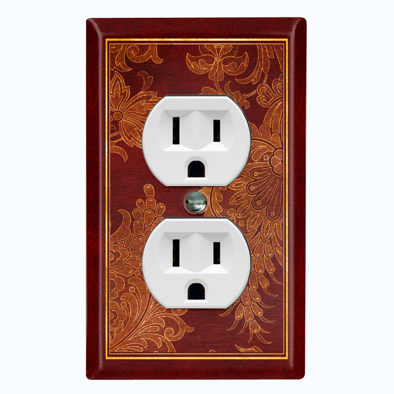 Metal Light Switch Plate Outlet Cover (Autumn Red Elegant Flowers Red Trim - Single Toggle)