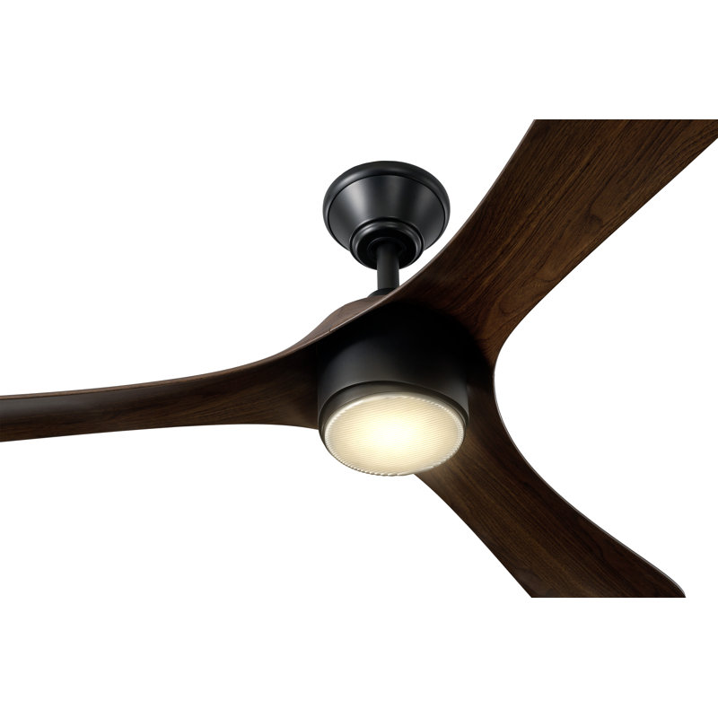 Aerocurve LED Smart Ceiling Fan, Black with Walnut Blades