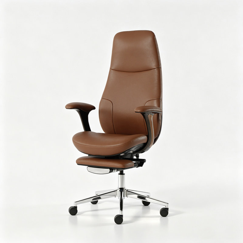 Fauteuil de direction ergonomique en cuir véritable