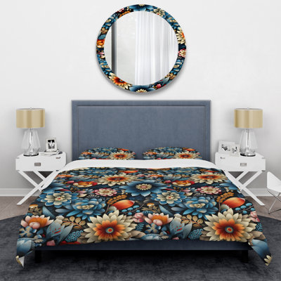 Vintage Colors Eclectic Floral Collage I Box Stitch Floral Duvet Cover