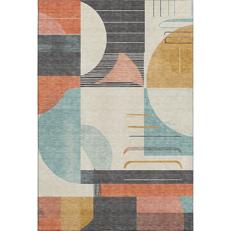 Premium Machine Washable Cordeiro AMF1694 Geometric Rug, Rectangle 9' x 12'