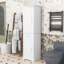 Grande armoire de rangement autoportante pour salle de bain avec tablettes réglables et tiroir-373772539