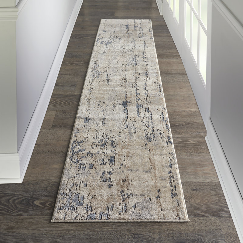 Tapis beige contemporain contemporain, Tapis de couloir 2 pi 2 po x 10 pi