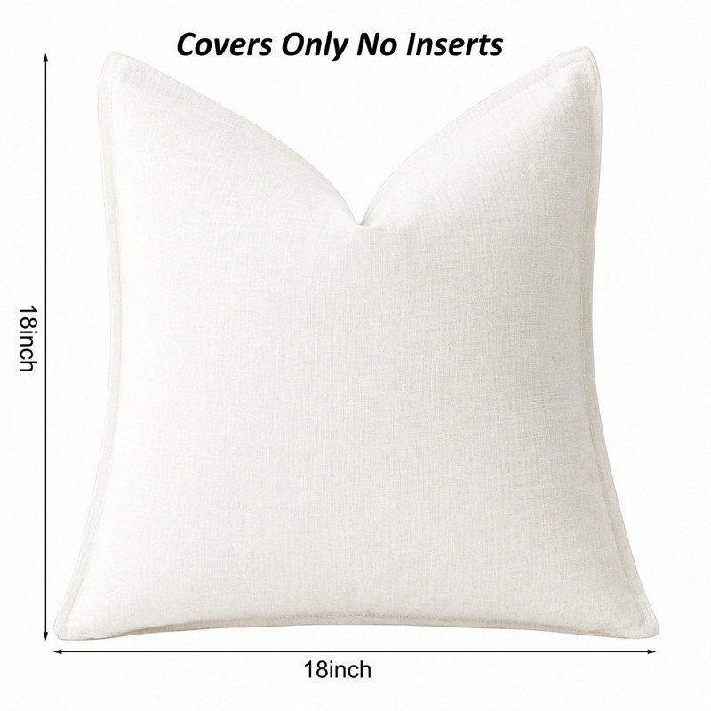 Housses de coussin décoratives en lin 18 x 18 pouces, Blanc