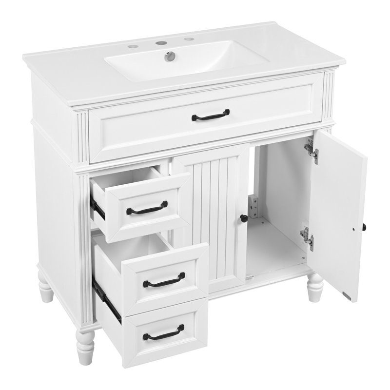 Meuble-lavabo chic avec rangement abondant et caractéristiques haut de gamme, Blanc
