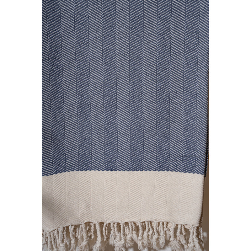 Indigo Blue Fouta Beach Towel, 100% Cotton & Polyester Blend, 35.4 x 70.9 Inches | 310 g/m², Quick-Dry & Lightweight | Perfect for Beach, Pool, Spa & Travel, Machine Washable at 86°F, Soft & Durable Design
