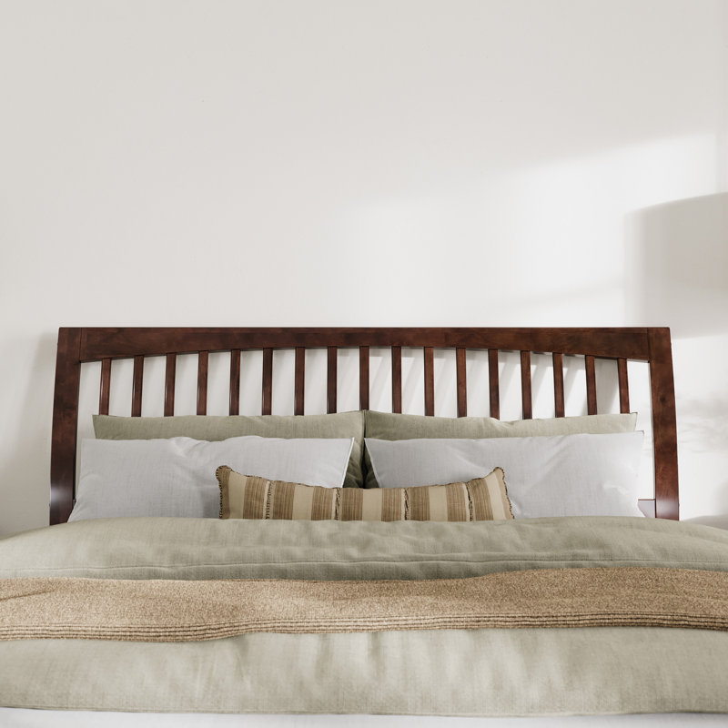 Omariah Solid Wood Traditional Slat Sleigh Headboard, King, Walnut