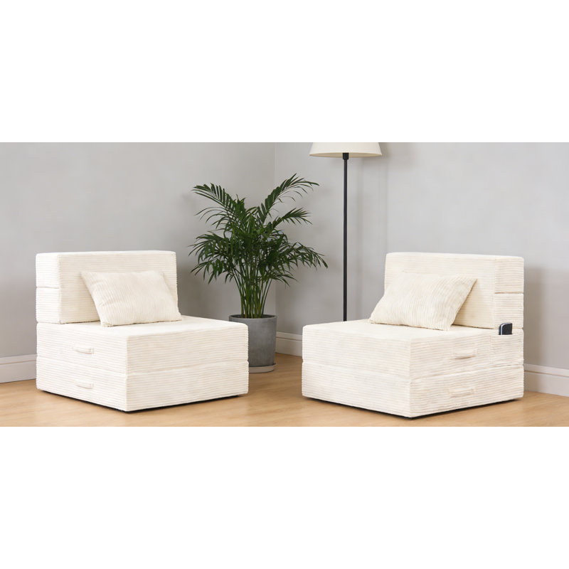Canapé convertible Boneless, canapé de plancher pliable, 24" H x 52" W x 29.5" D, Beige
