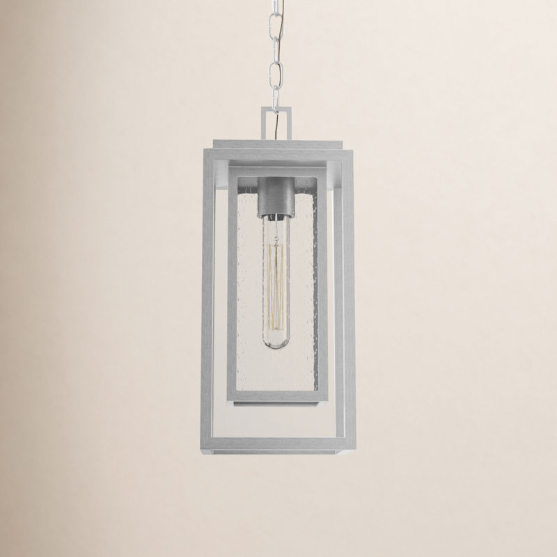 Natalina Outdoor Hanging Lantern, Satin Nickel