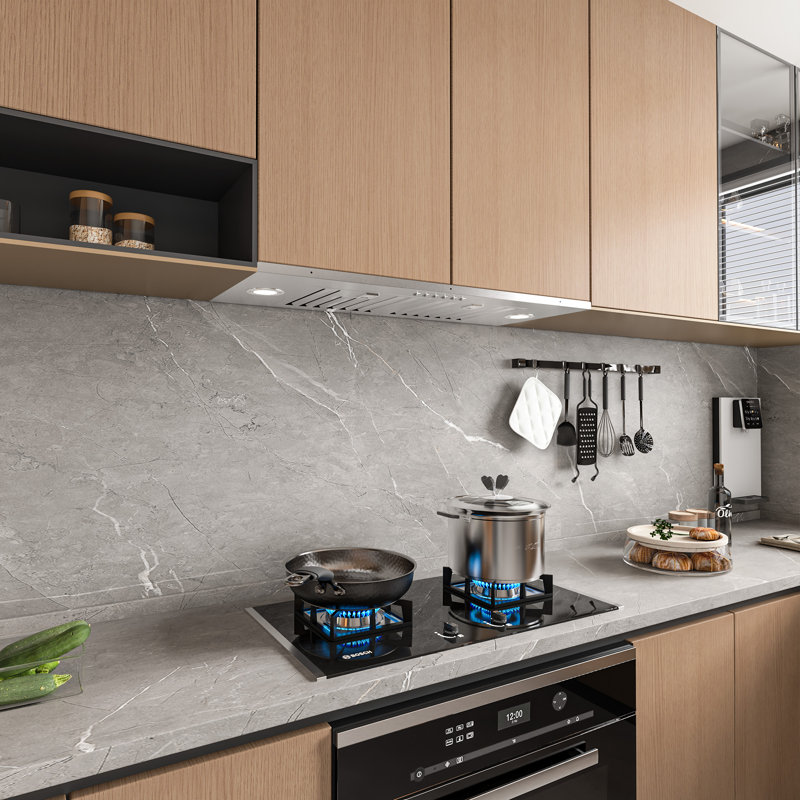 30 inch 900 CFM Convertible Insert Range Hood 4 Speed Quiet Stainless Steel Panel Push Button Control with LED Lights