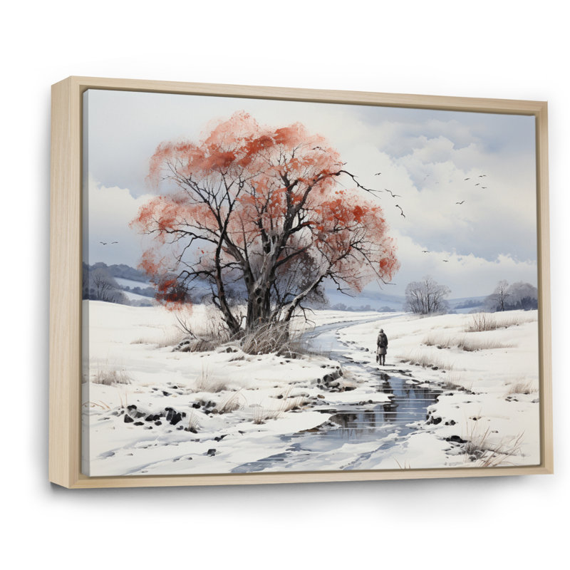 Native Art Winters Solitude I, reproduction d'art sur toile, 16" H x 32" W, Cadre naturel flottant