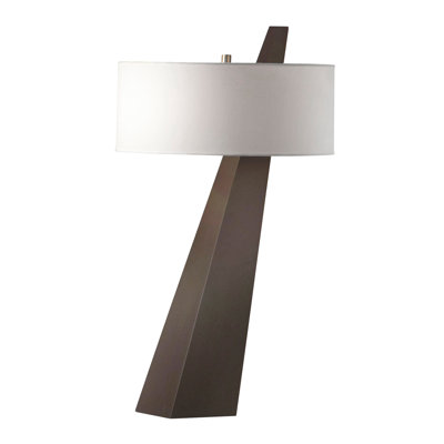 Lampe de table Obelisk - Abat-jour en coton et lin blanc