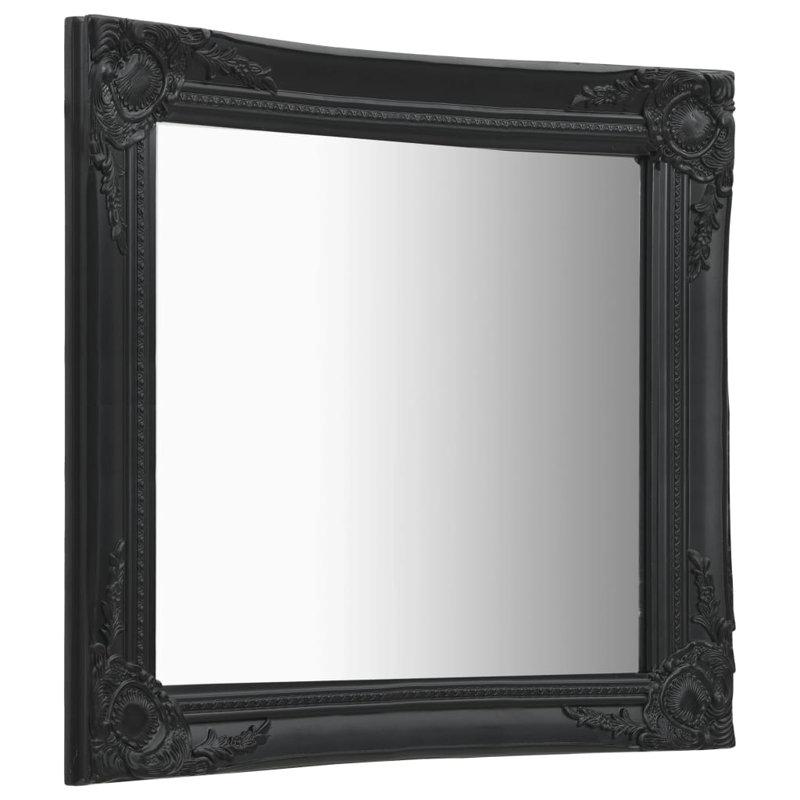 Ginsberg Wood Square Wall Mirror, Black, 60cm H x 60cm W