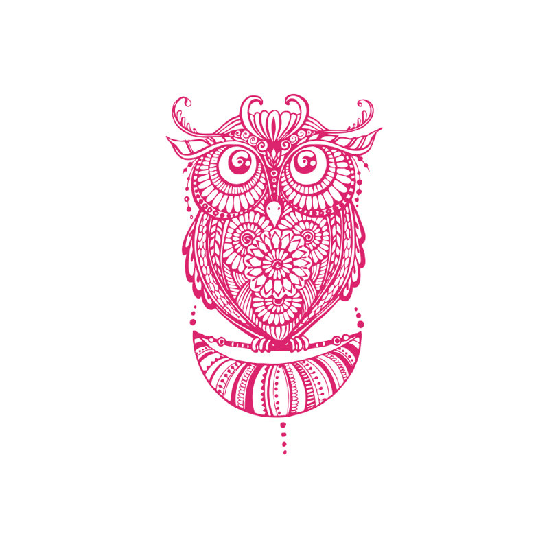 Décalcomanie murale hibou Shelia, Rose vif