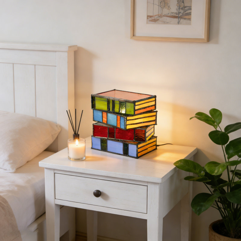 Creative Small Glass Table Lamp With Book Shape , Includes Bulb