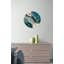 Horloge murale abstraite en verre trempé, décor d'art moderne beige sarcelle, grande montre minimaliste silencieuse pour le bureau, idée de cadeau unique de pendaison de crémaillère-42712413-42712412