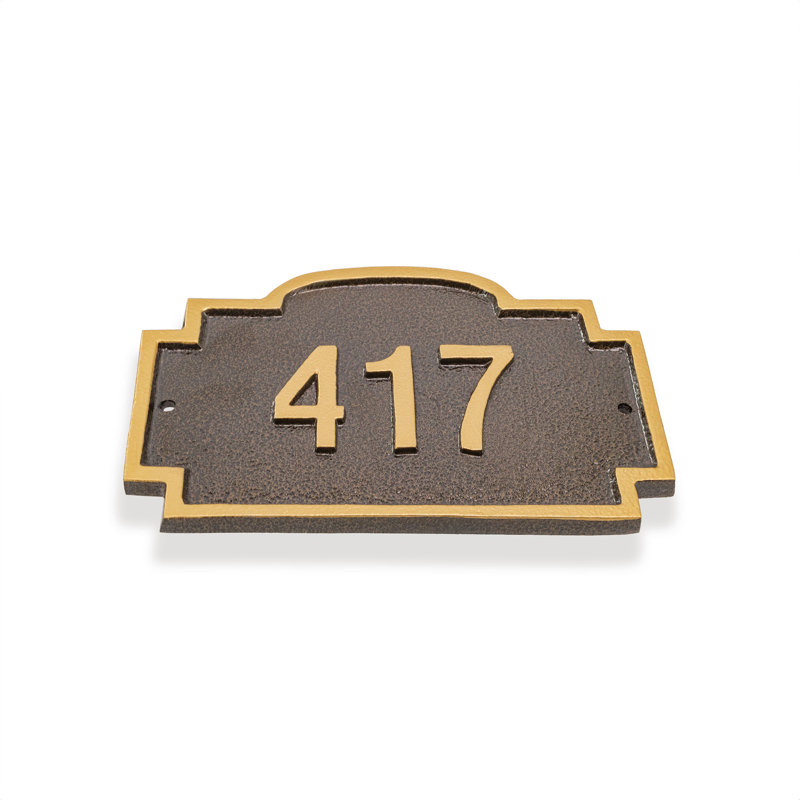 Plaque d'adresse murale 1 ligne Chesterfield, Oui, Blanc / argent