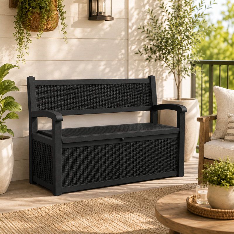 120 Gal Weather-Resistant Resin Deck Box,Waterproof Storage Box, Black