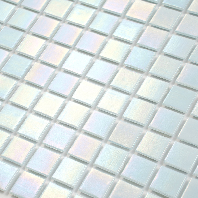 Nacreous Glass Mosaic Grid Wall & Floor Tile , Stone Blue