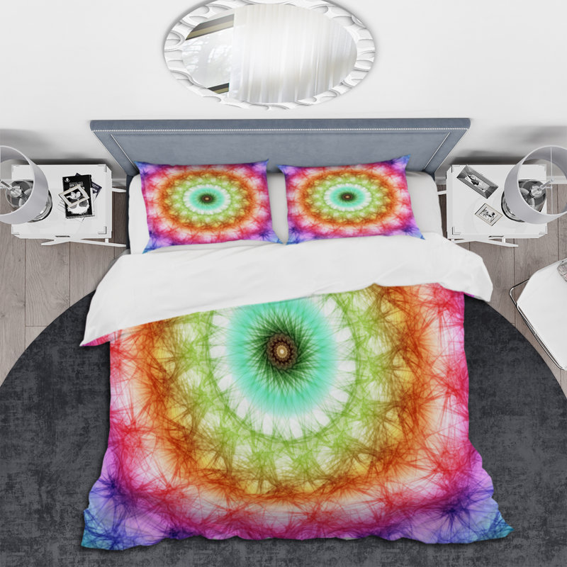 Ensemble de housse de couette en microfibre mauve / rose / vert, Housse de couette pour très grand lit et 2 très