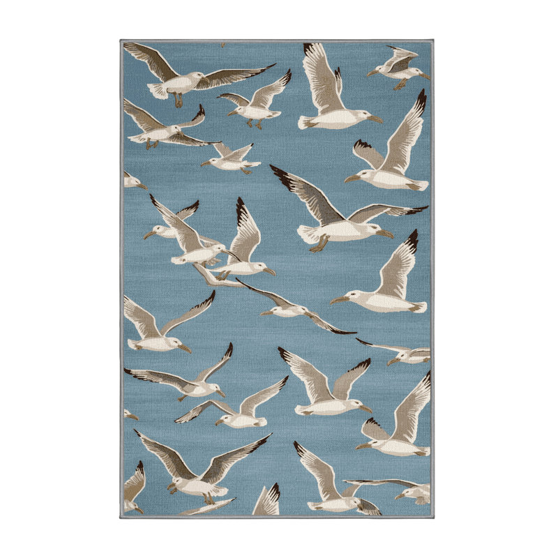  Tapis lavable avec des goélands argentés et des goélands, Rectangle 7 pi x 10 pi
