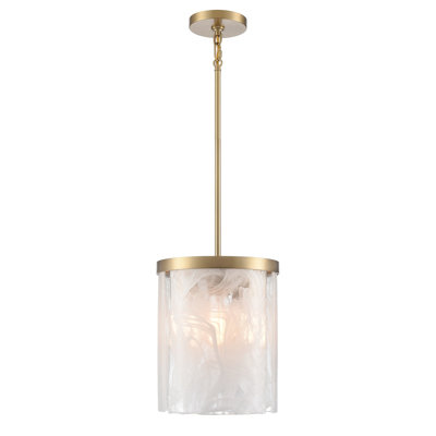 Kester - 3-Light Pendant - Brushed Brass Finish - Wispy White Murano Style Alabaster Glass Shade