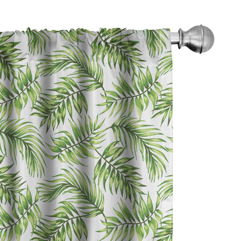 Palm Leaf Semi-Sheer Rod Pocket Curtain Panels, 28" x 84"