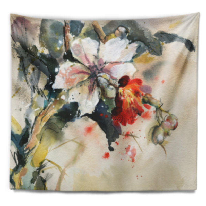 Tapisserie d'orchidée en fleurs Floral, H 68 po x l 80 po